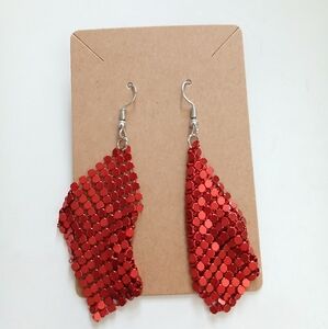 Fashion Jewelry Vibrant Red Mesh Earrings